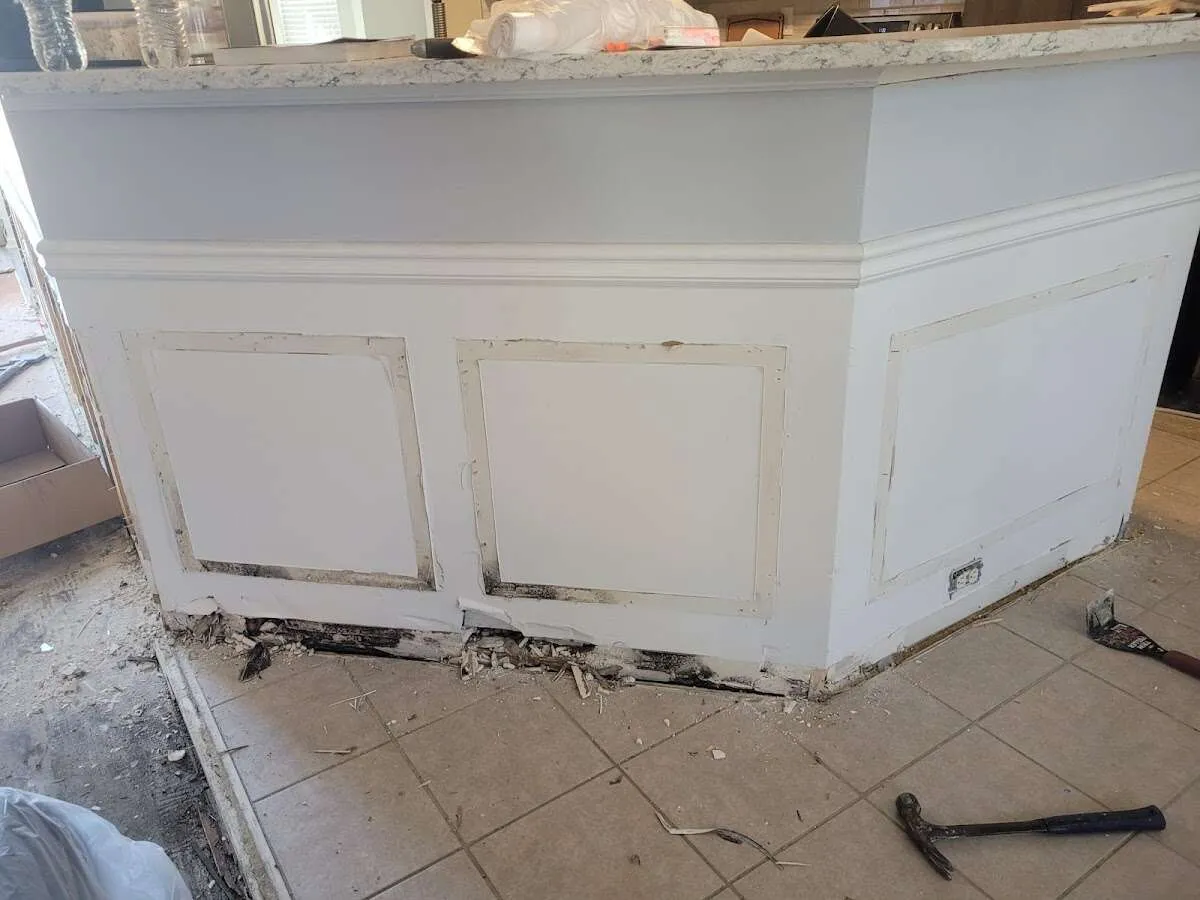 Water damage and mold on kitchen during Storm Damage Restoration in Middleton